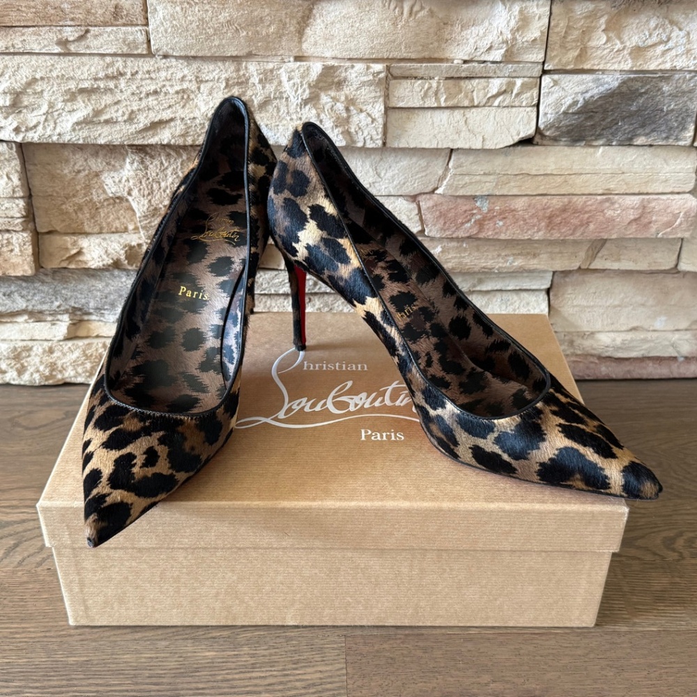 Christian Louboutin Kate 85 Leopard Pony Hair Heels 42